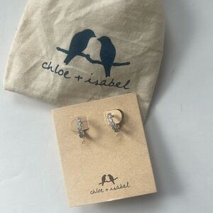 🆕 CHLOE & ISABEL Silver Pave Crystal Petite Hoops